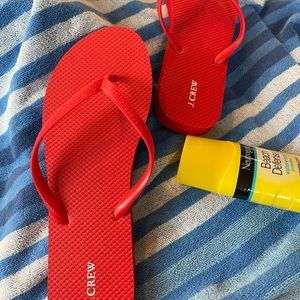 Cherry red J Crew flip flops